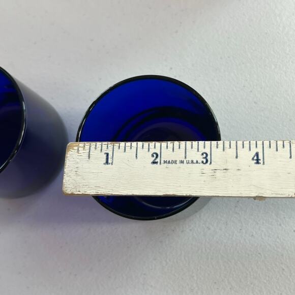 Libbey Metropolitan Tumbler Glasses set of 3 Cobalt Blue Round Bottom Vintage - Picture 9 of 9